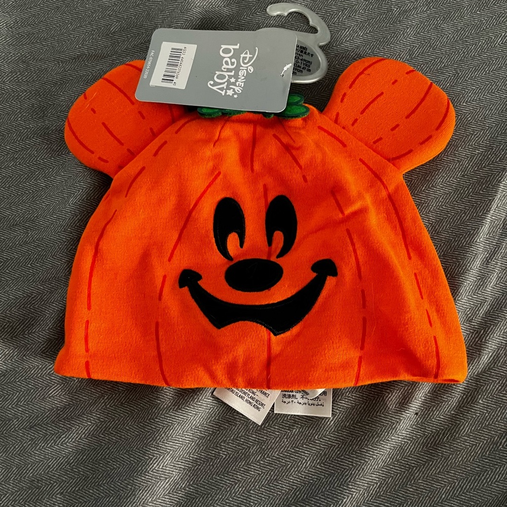 Disney Mickey Mouse Pumpkin Jack-o-Lantern Infant Baby Beanie NWT